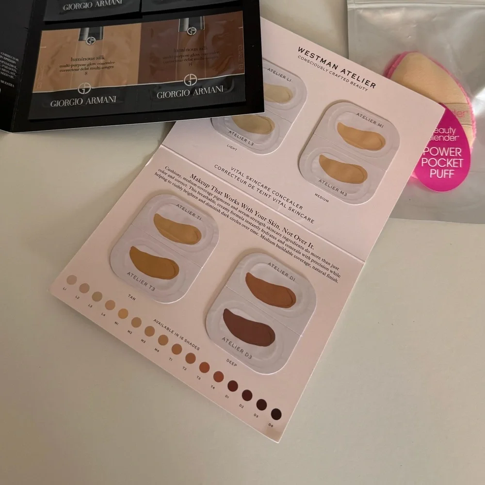 NWT Beauty blender pocket puff, Giorgio Armani & Westman Atelier samples
